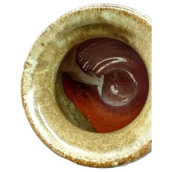 Signed Vintage Studio Art Stoneware Pottery Drip Glaze Vase – 5.5" Earth Tones - Picture 7 of 10